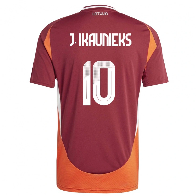 Danxen Män Lettland Janis Ikaunieks #10 Djup Röd Vit Orange Hemmatröja Matchtröjor 26-28 Tröjor T-Tröja