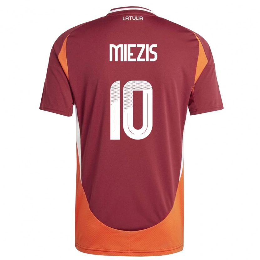 Danxen Män Lettland Karlis Miezis #10 Djup Röd Vit Orange Hemmatröja Matchtröjor 26-28 Tröjor T-Tröja