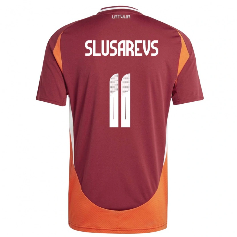 Danxen Män Lettland Danila Slusarevs #11 Djup Röd Vit Orange Hemmatröja Matchtröjor 26-28 Tröjor T-Tröja