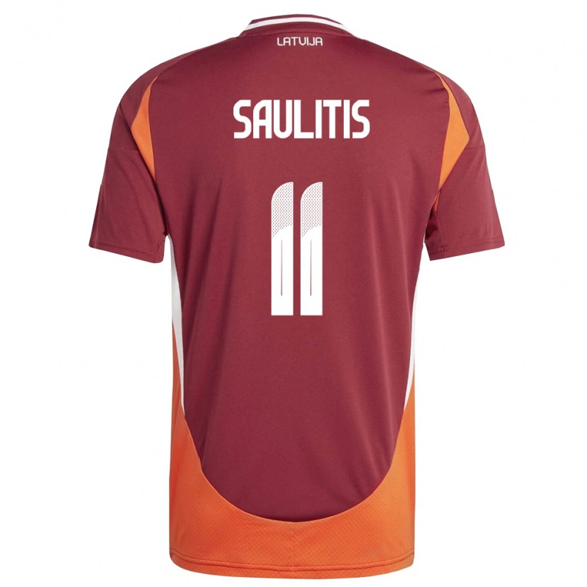 Danxen Män Lettland Adrians Saulitis #11 Djup Röd Vit Orange Hemmatröja Matchtröjor 26-28 Tröjor T-Tröja