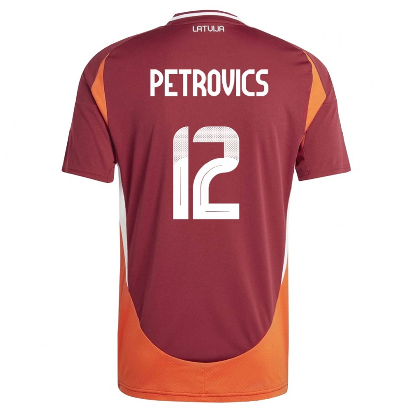 Danxen Män Lettland Toms Petrovics #12 Djup Röd Vit Orange Hemmatröja Matchtröjor 26-28 Tröjor T-Tröja