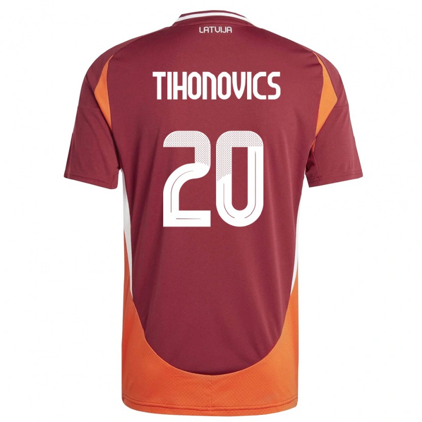Danxen Män Lettland Milans Tihonovics #20 Djup Röd Vit Orange Hemmatröja Matchtröjor 26-28 Tröjor T-Tröja