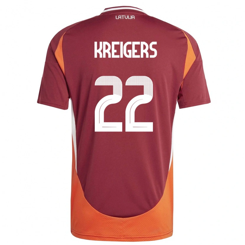 Danxen Män Lettland Edvards Kreigers #22 Djup Röd Vit Orange Hemmatröja Matchtröjor 26-28 Tröjor T-Tröja