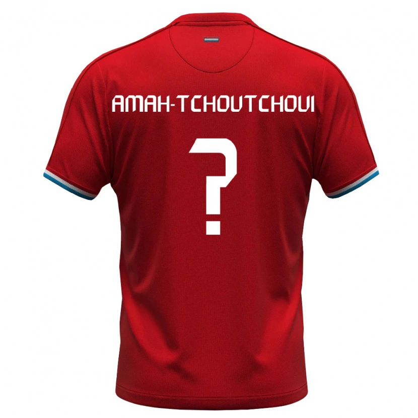 Danxen Män Luxemburg Marco Amah-Tchoutchoui #0 Röd Vit Blå Hemmatröja Matchtröjor 26-28 Tröjor T-Tröja