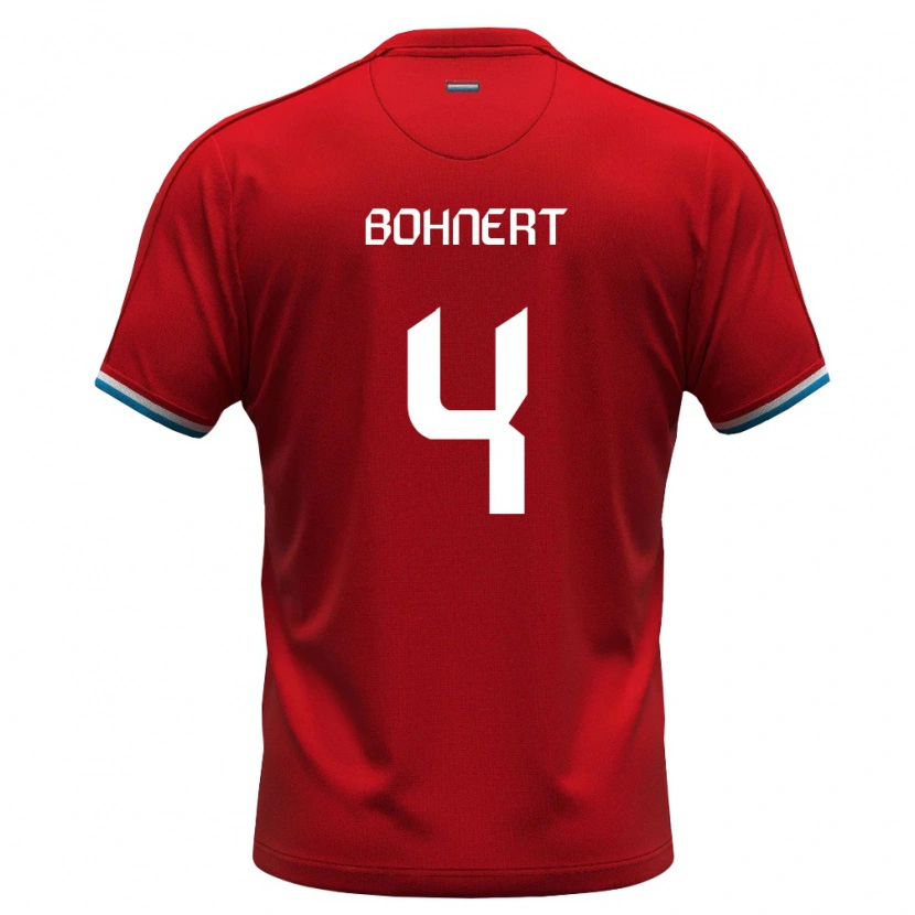 Danxen Män Luxemburg Florian Bohnert #4 Röd Vit Blå Hemmatröja Matchtröjor 26-28 Tröjor T-Tröja