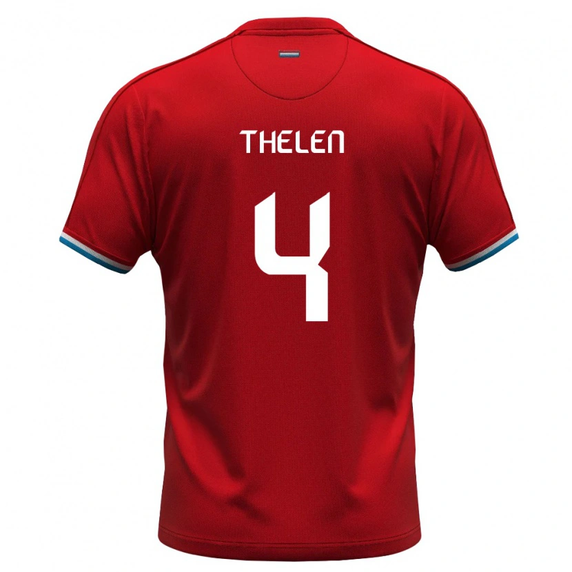 Danxen Män Luxemburg Eliot Thelen #4 Röd Vit Blå Hemmatröja Matchtröjor 26-28 Tröjor T-Tröja