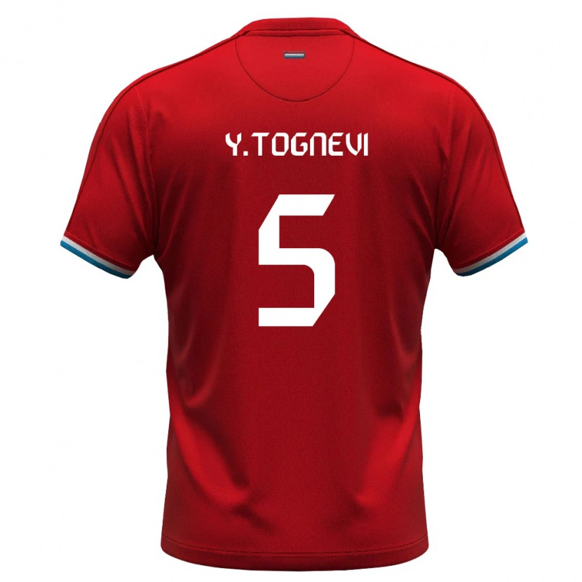 Danxen Män Luxemburg Yao Edevi Elias Tognevi #5 Röd Vit Blå Hemmatröja Matchtröjor 26-28 Tröjor T-Tröja