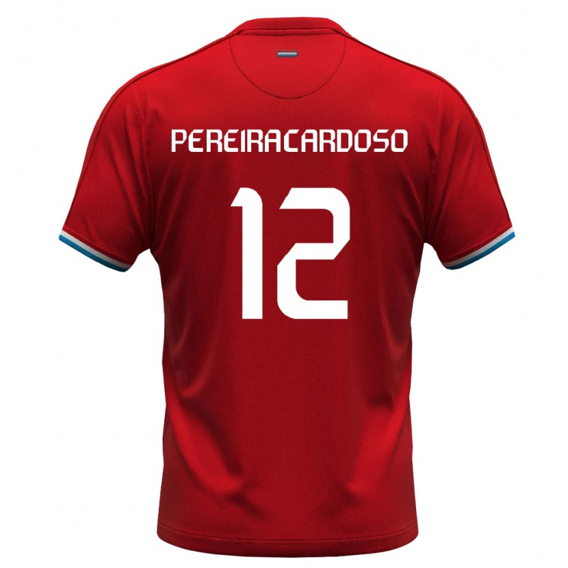 Danxen Män Luxemburg Tiago Pereira Cardoso #12 Röd Vit Blå Hemmatröja Matchtröjor 26-28 Tröjor T-Tröja