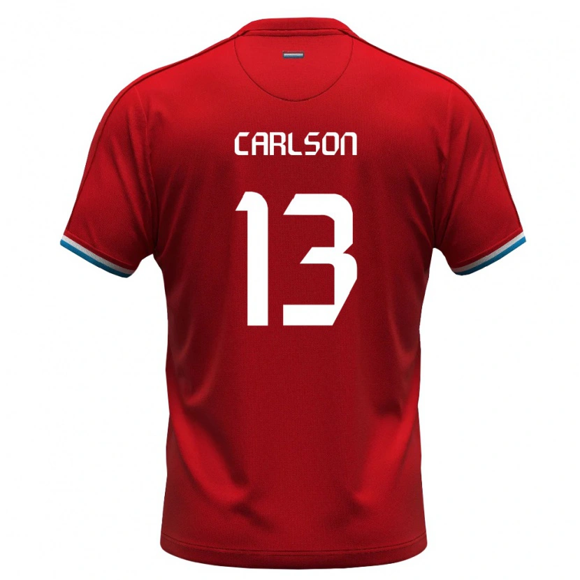 Danxen Män Luxemburg Dirk Carlson #13 Röd Vit Blå Hemmatröja Matchtröjor 26-28 Tröjor T-Tröja