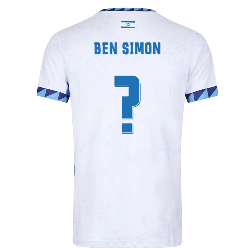 Danxen Män Israel Ilay Ben Simon #0 Vit Ljusblå Hemmatröja Matchtröjor 26-28 Tröjor T-Tröja