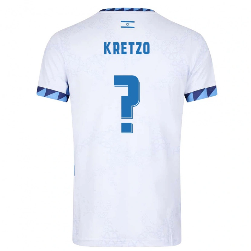 Danxen Män Israel Yuval Kretzo #0 Vit Ljusblå Hemmatröja Matchtröjor 26-28 Tröjor T-Tröja