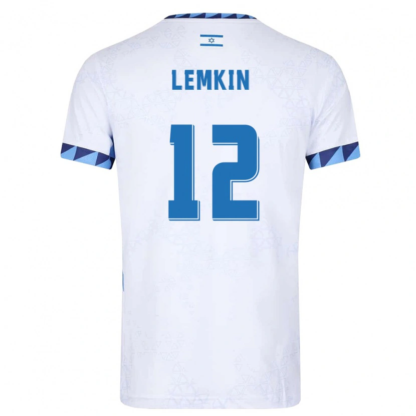 Danxen Män Israel Stav Lemkin #12 Vit Ljusblå Hemmatröja Matchtröjor 26-28 Tröjor T-Tröja