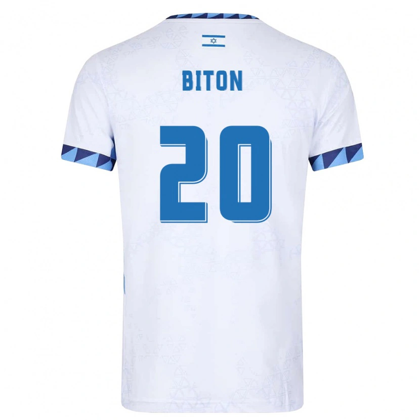 Danxen Män Israel Dan Biton #20 Vit Ljusblå Hemmatröja Matchtröjor 26-28 Tröjor T-Tröja