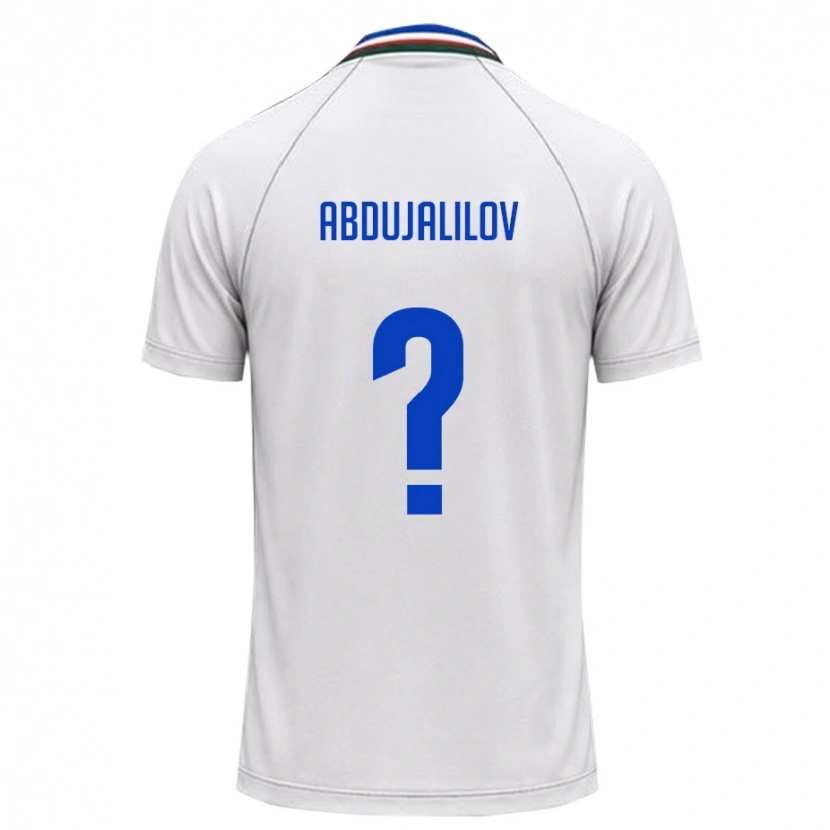Danxen Män Uzbekistan Timur Abdujalilov #0 Vit Mörk Grön Bortatröja Matchtröjor 26-28 Tröjor T-Tröja