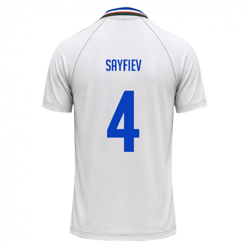Danxen Män Uzbekistan Farrukh Sayfiev #4 Vit Mörk Grön Bortatröja Matchtröjor 26-28 Tröjor T-Tröja