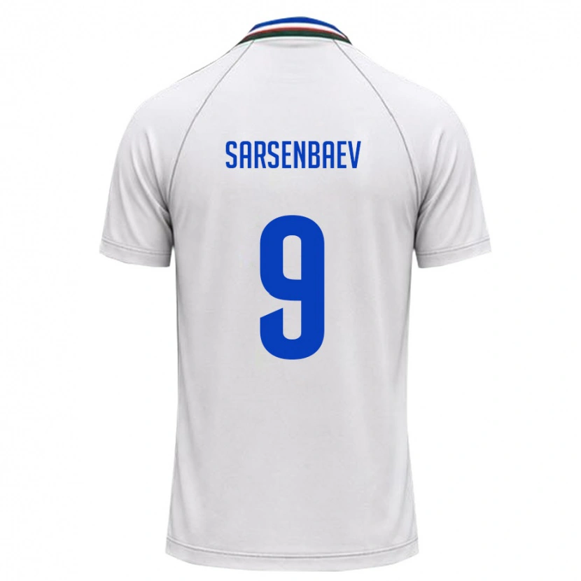 Danxen Män Uzbekistan Nurbek Sarsenbaev #9 Vit Mörk Grön Bortatröja Matchtröjor 26-28 Tröjor T-Tröja