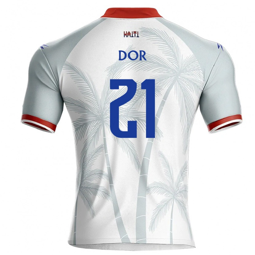 Danxen Män Haiti Rodnelson Dor #21 Vit Röd Grå Bortatröja Matchtröjor 26-28 Tröjor T-Tröja