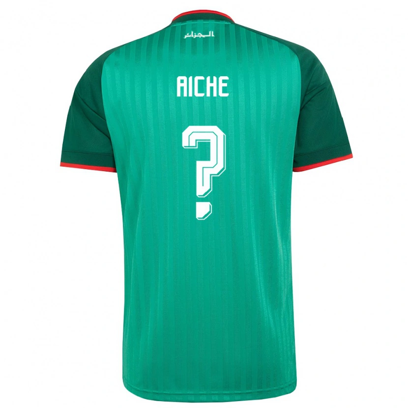 Danxen Män Algeriet Yassine Aïche #0 Grön Röd Vit Bortatröja Matchtröjor 26-28 Tröjor T-Tröja