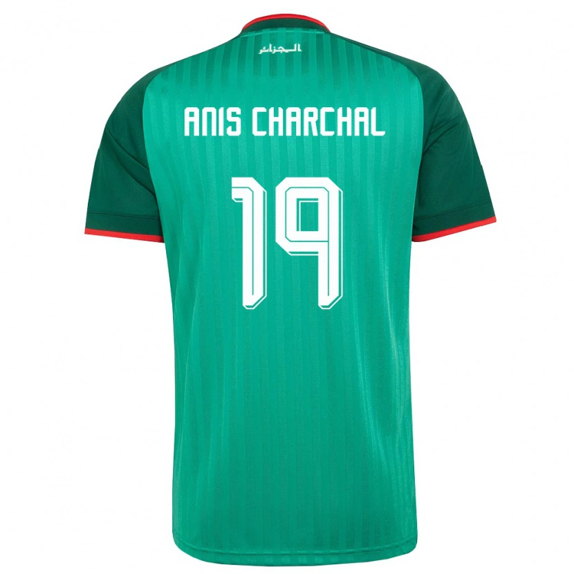 Danxen Män Algeriet Mohamed Anis Charchal #19 Grön Röd Vit Bortatröja Matchtröjor 26-28 Tröjor T-Tröja