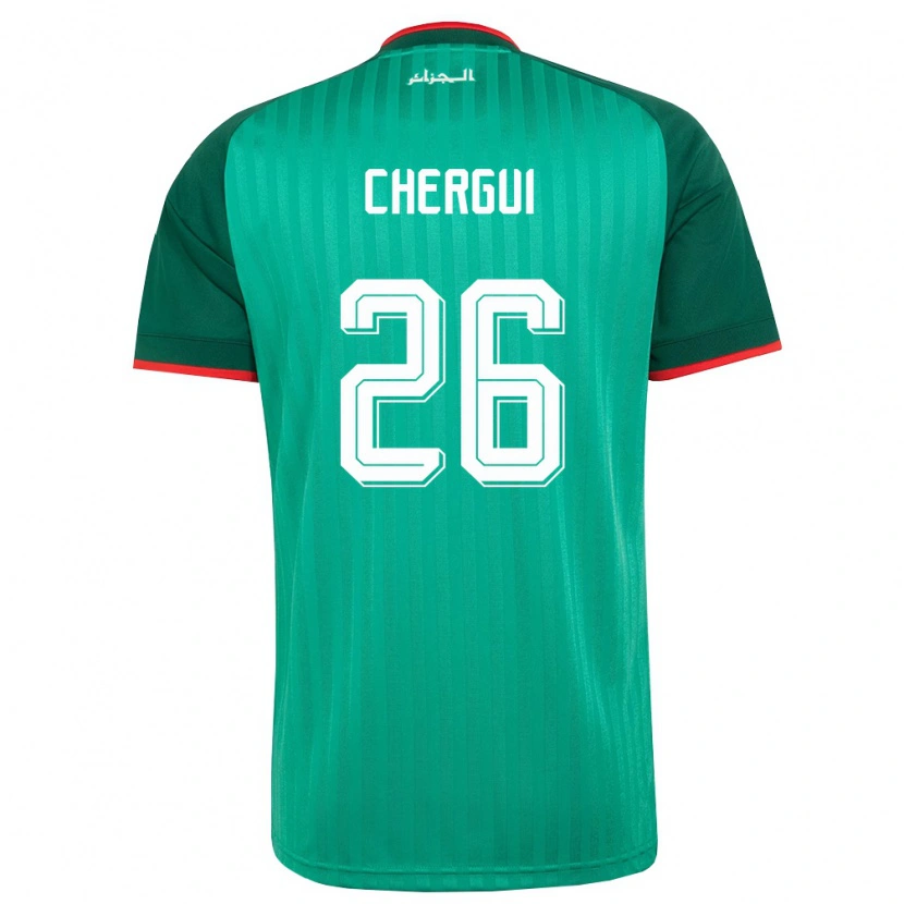 Danxen Män Algeriet Samir Chergui #26 Grön Röd Vit Bortatröja Matchtröjor 26-28 Tröjor T-Tröja