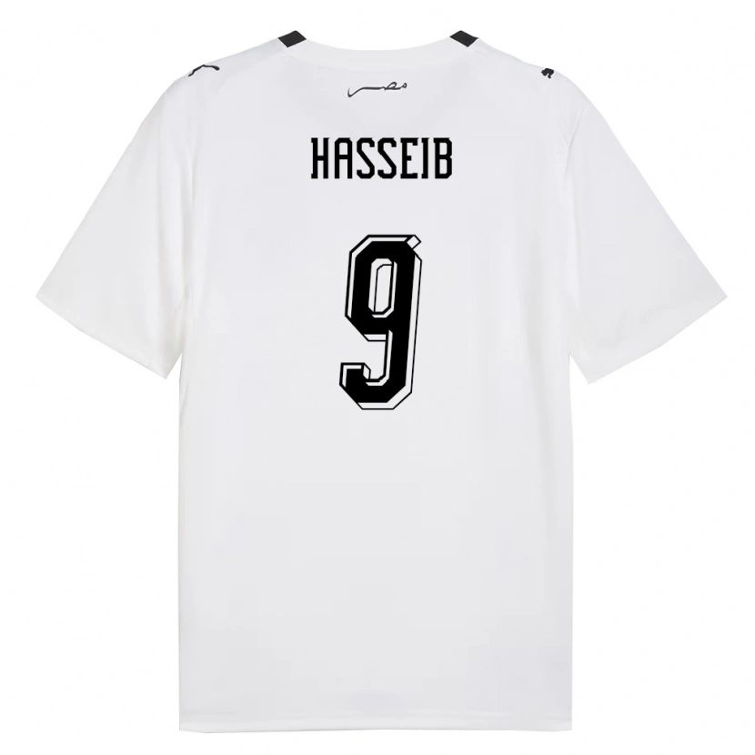 Danxen Män Egypten Adham Hasseib #9 Vit Grå Svart Bortatröja Matchtröjor 26-28 Tröjor T-Tröja
