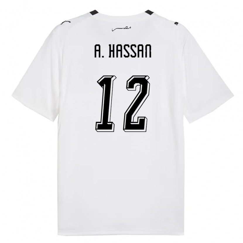 Danxen Män Egypten Amier Hassan #12 Vit Grå Svart Bortatröja Matchtröjor 26-28 Tröjor T-Tröja
