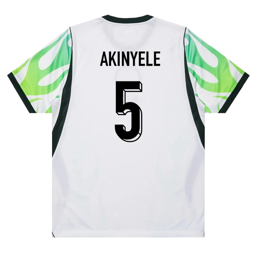 Danxen Män Nigeria Ahmed Akinyele #5 Vit Grön Bortatröja Matchtröjor 26-28 Tröjor T-Tröja