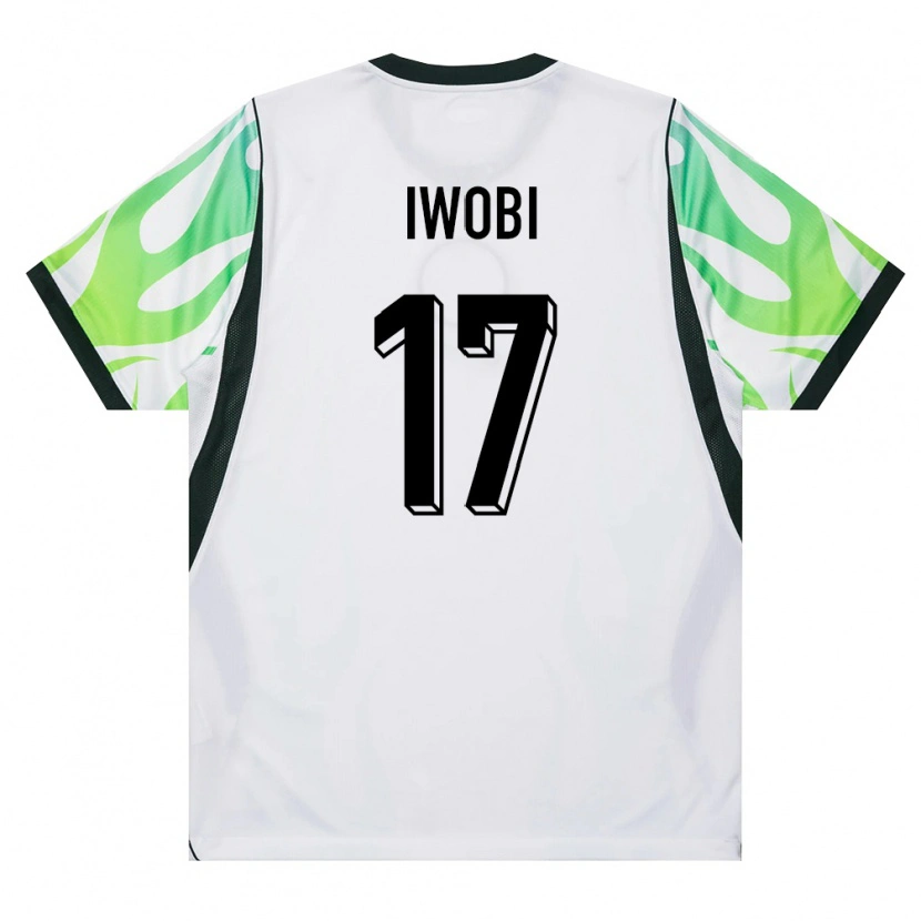 Danxen Män Nigeria Alex Iwobi #17 Vit Grön Bortatröja Matchtröjor 26-28 Tröjor T-Tröja