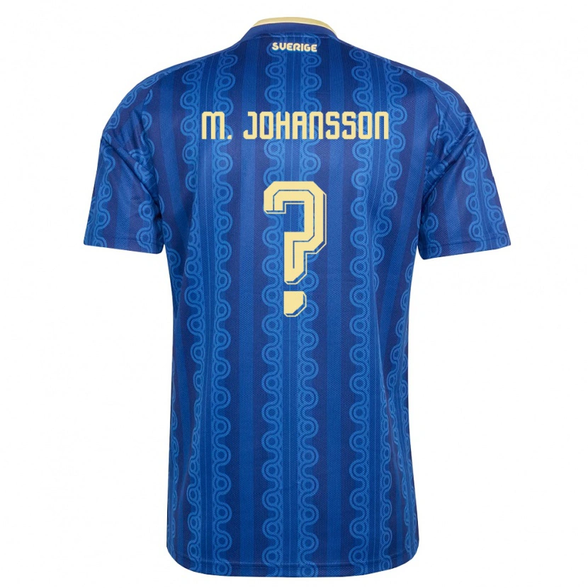 Danxen Män Sverige Mijo Johansson #0 Blå Marin Gul Bortatröja Matchtröjor 26-28 Tröjor T-Tröja
