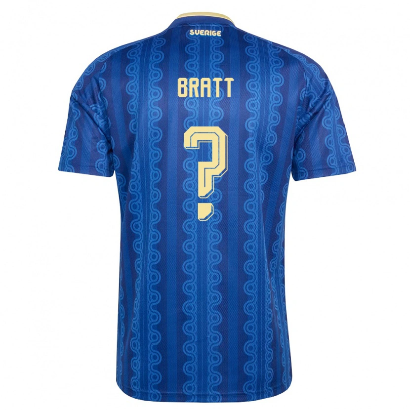 Danxen Män Sverige Kalle Bratt #0 Blå Marin Gul Bortatröja Matchtröjor 26-28 Tröjor T-Tröja