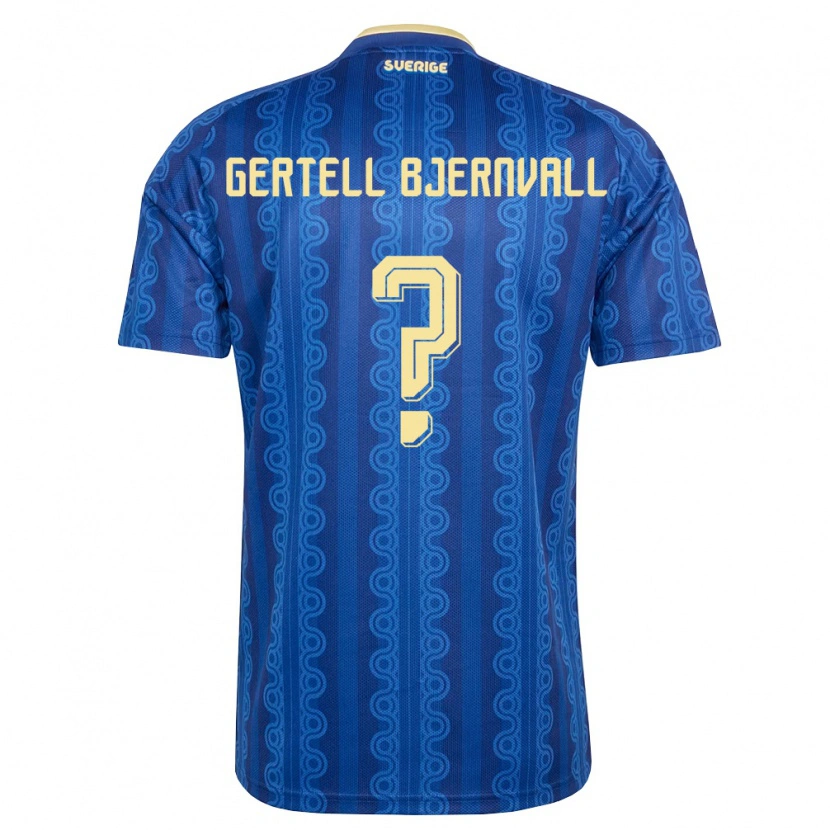 Danxen Män Sverige Felix Gertell Bjernvall #0 Blå Marin Gul Bortatröja Matchtröjor 26-28 Tröjor T-Tröja