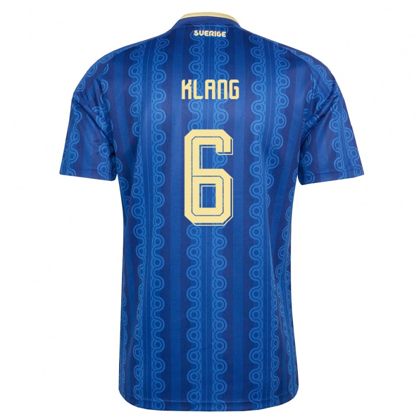Danxen Män Sverige Oliver Klang #6 Blå Marin Gul Bortatröja Matchtröjor 26-28 Tröjor T-Tröja