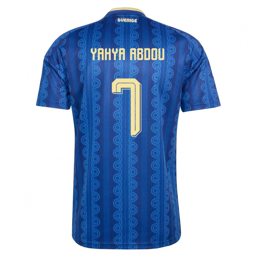 Danxen Män Sverige Maarrouf Yahya Abdou #7 Blå Marin Gul Bortatröja Matchtröjor 26-28 Tröjor T-Tröja