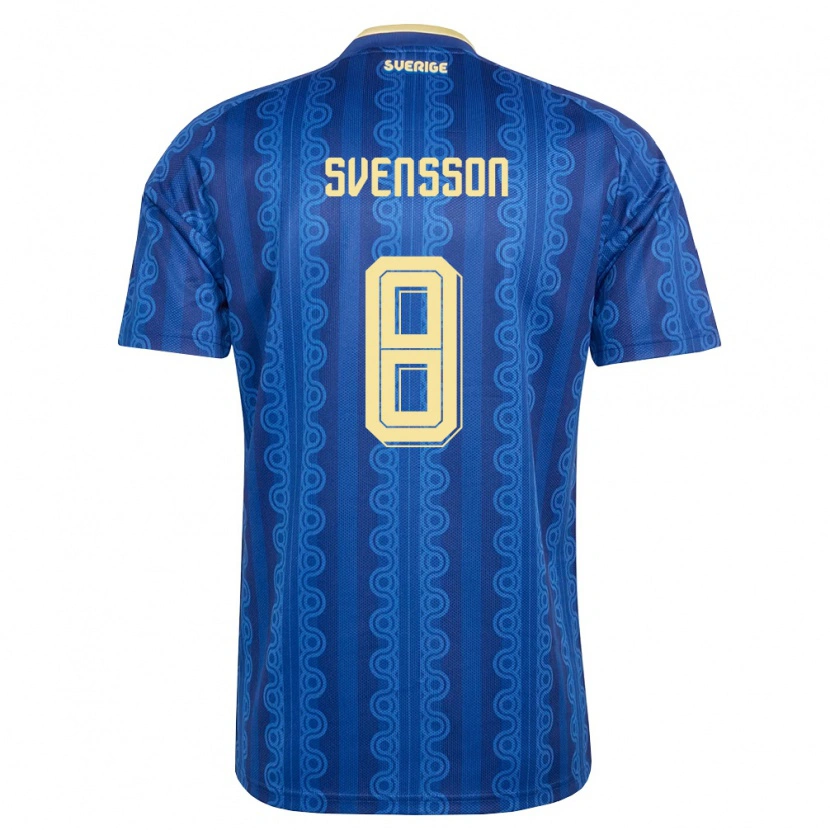 Danxen Män Sverige Daniel Svensson #8 Blå Marin Gul Bortatröja Matchtröjor 26-28 Tröjor T-Tröja