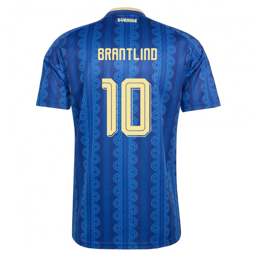 Danxen Män Sverige Benjamin Brantlind #10 Blå Marin Gul Bortatröja Matchtröjor 26-28 Tröjor T-Tröja