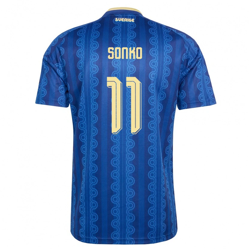 Danxen Män Sverige Momodou Sonko #11 Blå Marin Gul Bortatröja Matchtröjor 26-28 Tröjor T-Tröja