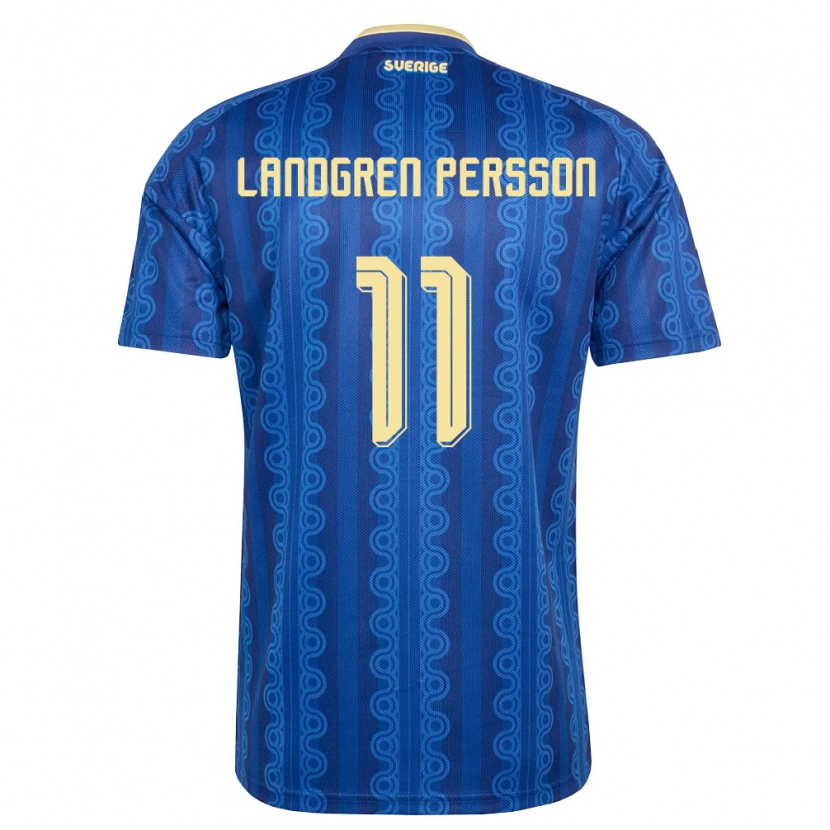 Danxen Män Sverige Lucas Landgren Persson #11 Blå Marin Gul Bortatröja Matchtröjor 26-28 Tröjor T-Tröja