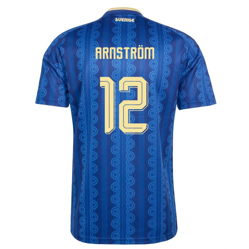 Danxen Män Sverige Vincent Arnström #12 Blå Marin Gul Bortatröja Matchtröjor 26-28 Tröjor T-Tröja