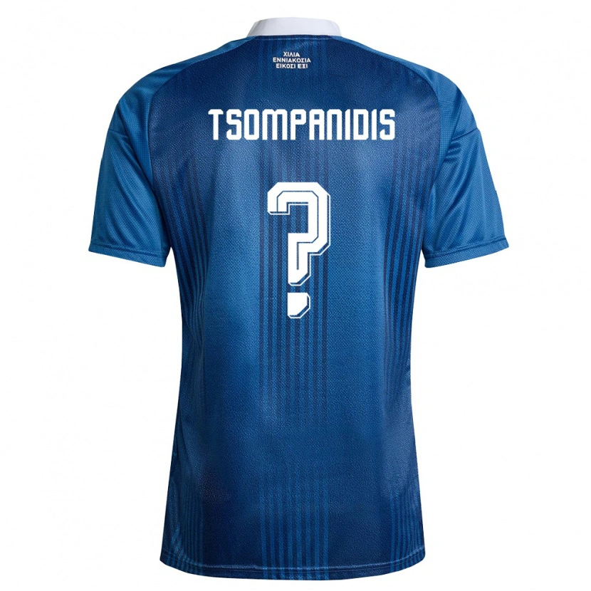 Danxen Män Grekland Alexandros Tsompanidis #0 Marin Blå Vit Bortatröja Matchtröjor 26-28 Tröjor T-Tröja