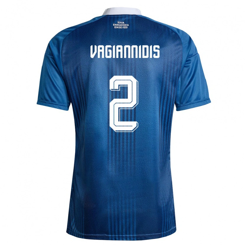 Danxen Män Grekland Georgios Vagiannidis #2 Marin Blå Vit Bortatröja Matchtröjor 26-28 Tröjor T-Tröja
