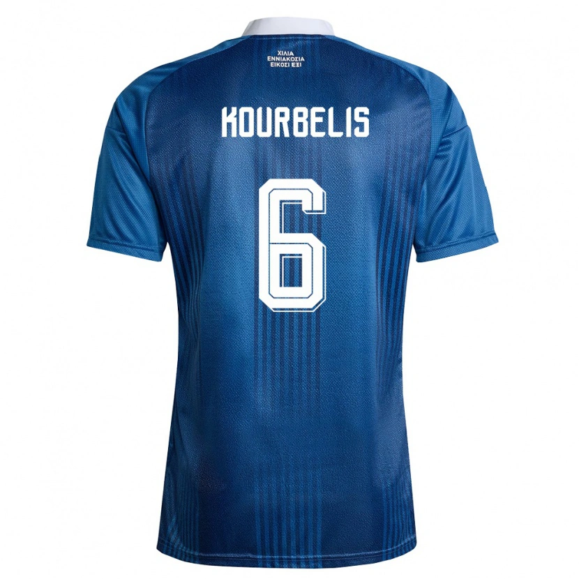 Danxen Män Grekland Dimitrios Kourbelis #6 Marin Blå Vit Bortatröja Matchtröjor 26-28 Tröjor T-Tröja