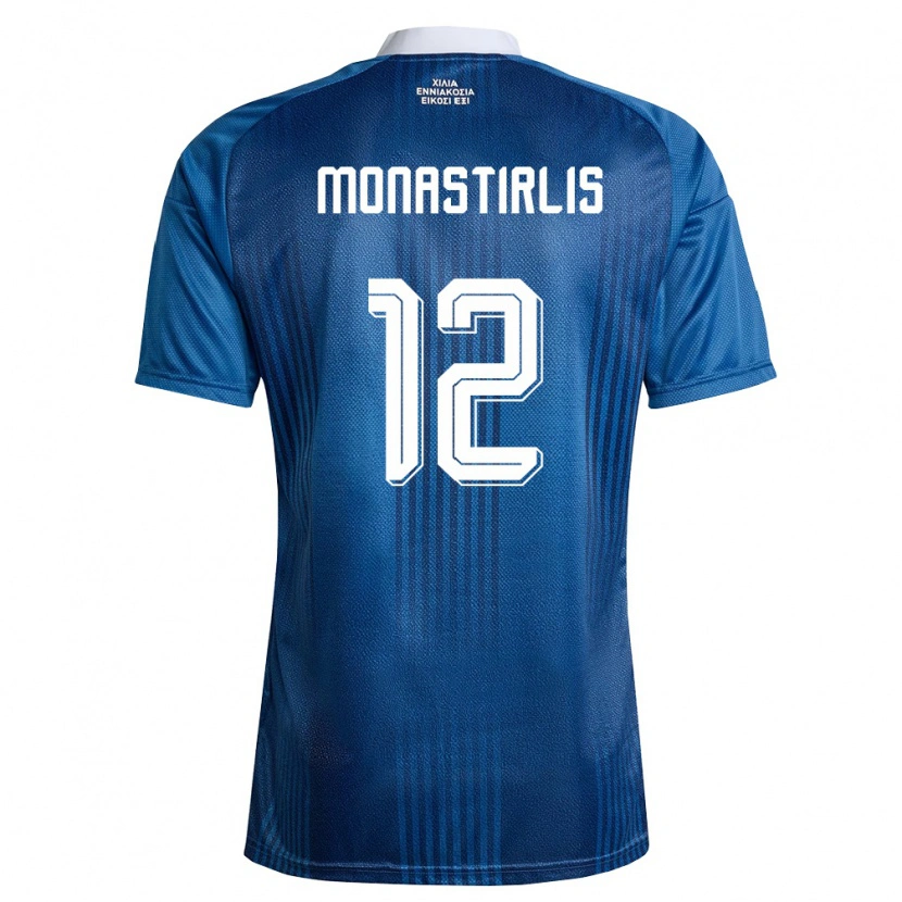 Danxen Män Grekland Dimitrios Monastirlis #12 Marin Blå Vit Bortatröja Matchtröjor 26-28 Tröjor T-Tröja
