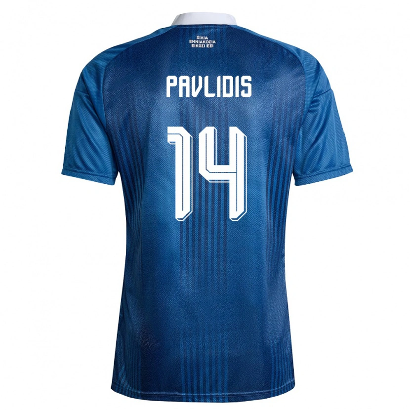Danxen Män Grekland Vangelis Pavlidis #14 Marin Blå Vit Bortatröja Matchtröjor 26-28 Tröjor T-Tröja