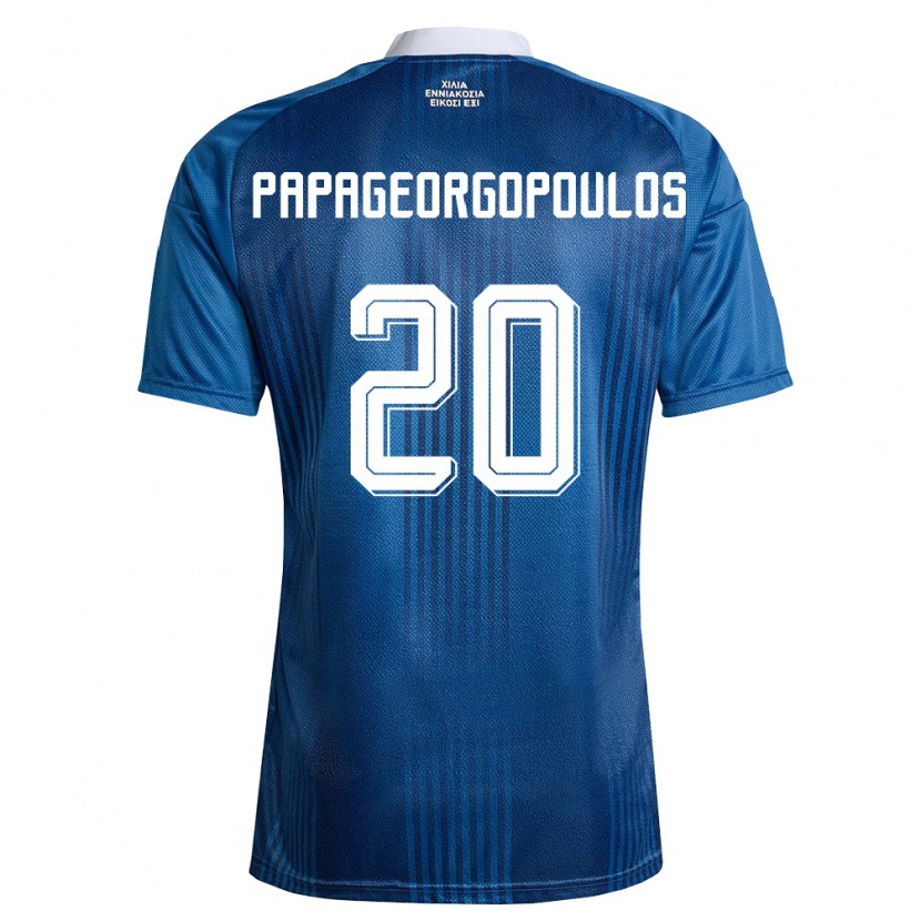 Danxen Män Grekland Dimitrios Papageorgopoulos #20 Marin Blå Vit Bortatröja Matchtröjor 26-28 Tröjor T-Tröja