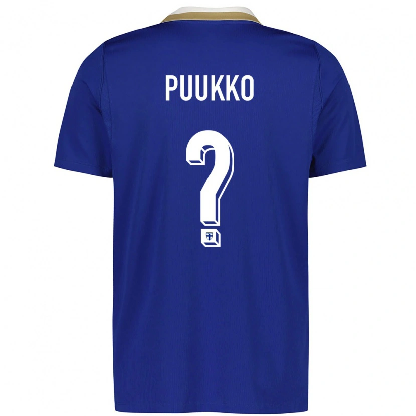Danxen Män Finland Akseli Puukko #0 Blå Vit Bortatröja Matchtröjor 26-28 Tröjor T-Tröja
