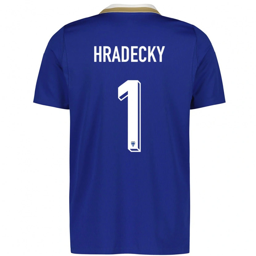 Danxen Män Finland Lukas Hradecky #1 Blå Vit Bortatröja Matchtröjor 26-28 Tröjor T-Tröja