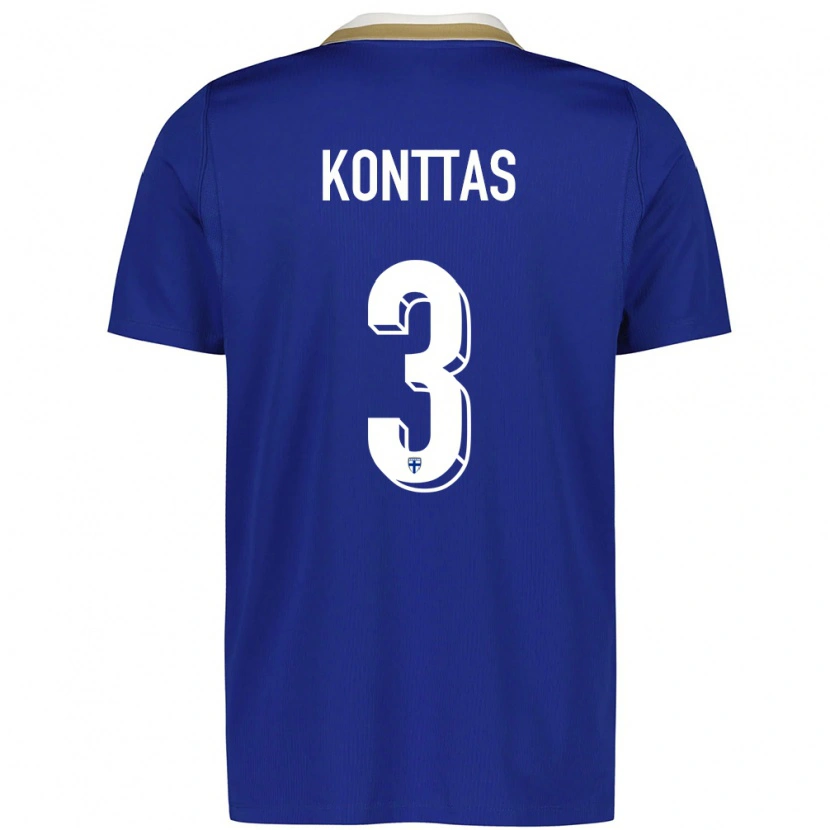 Danxen Män Finland Valo Konttas #3 Blå Vit Bortatröja Matchtröjor 26-28 Tröjor T-Tröja