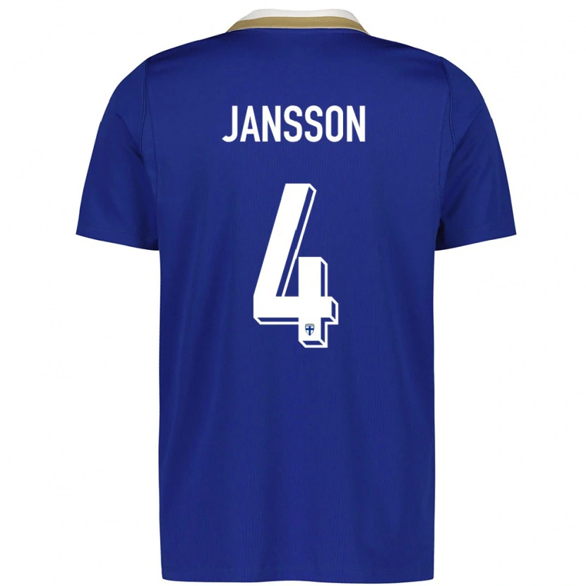 Danxen Män Finland Rony Jansson #4 Blå Vit Bortatröja Matchtröjor 26-28 Tröjor T-Tröja