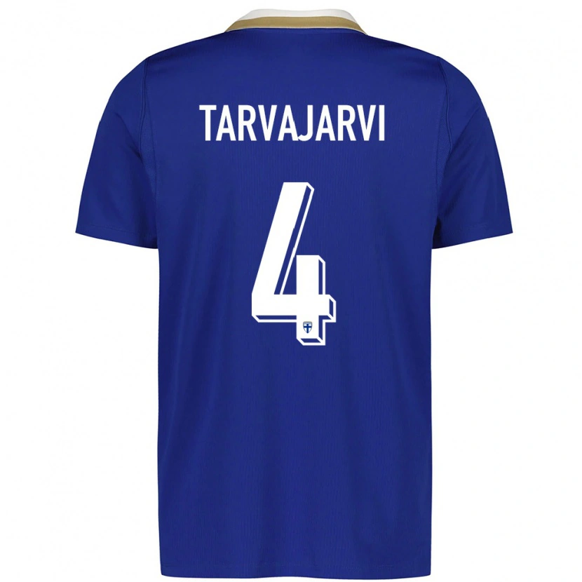 Danxen Män Finland Niilo Tarvajärvi #4 Blå Vit Bortatröja Matchtröjor 26-28 Tröjor T-Tröja