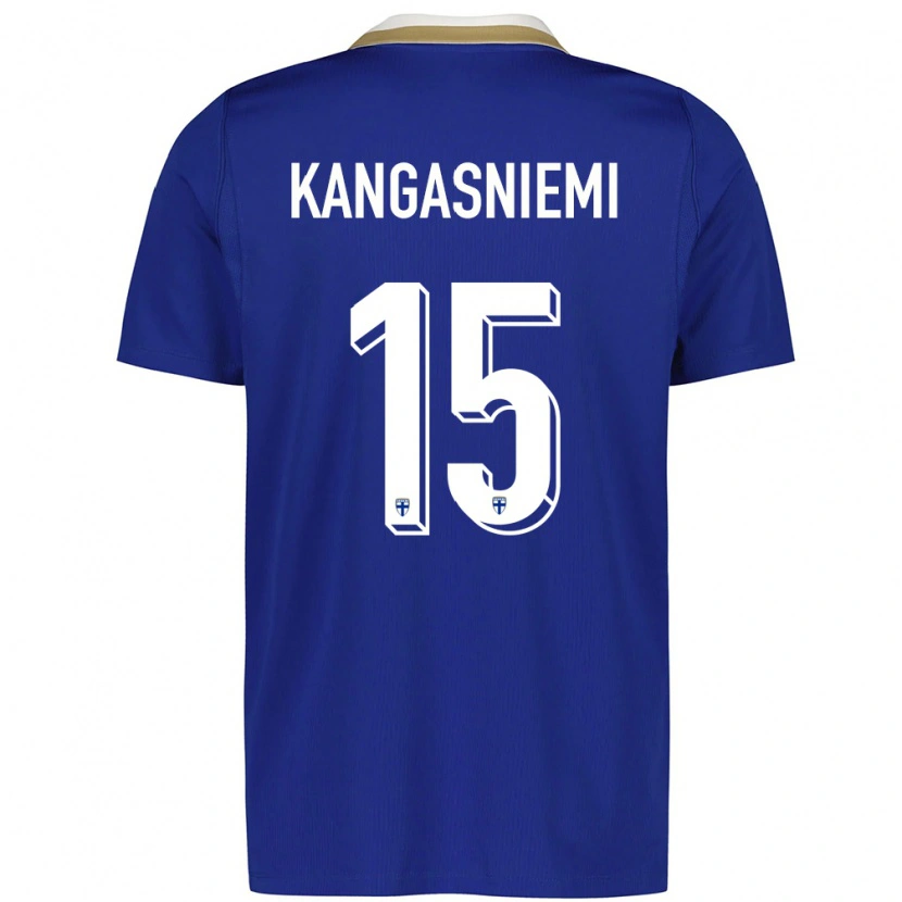Danxen Män Finland Ilari Kangasniemi #15 Blå Vit Bortatröja Matchtröjor 26-28 Tröjor T-Tröja